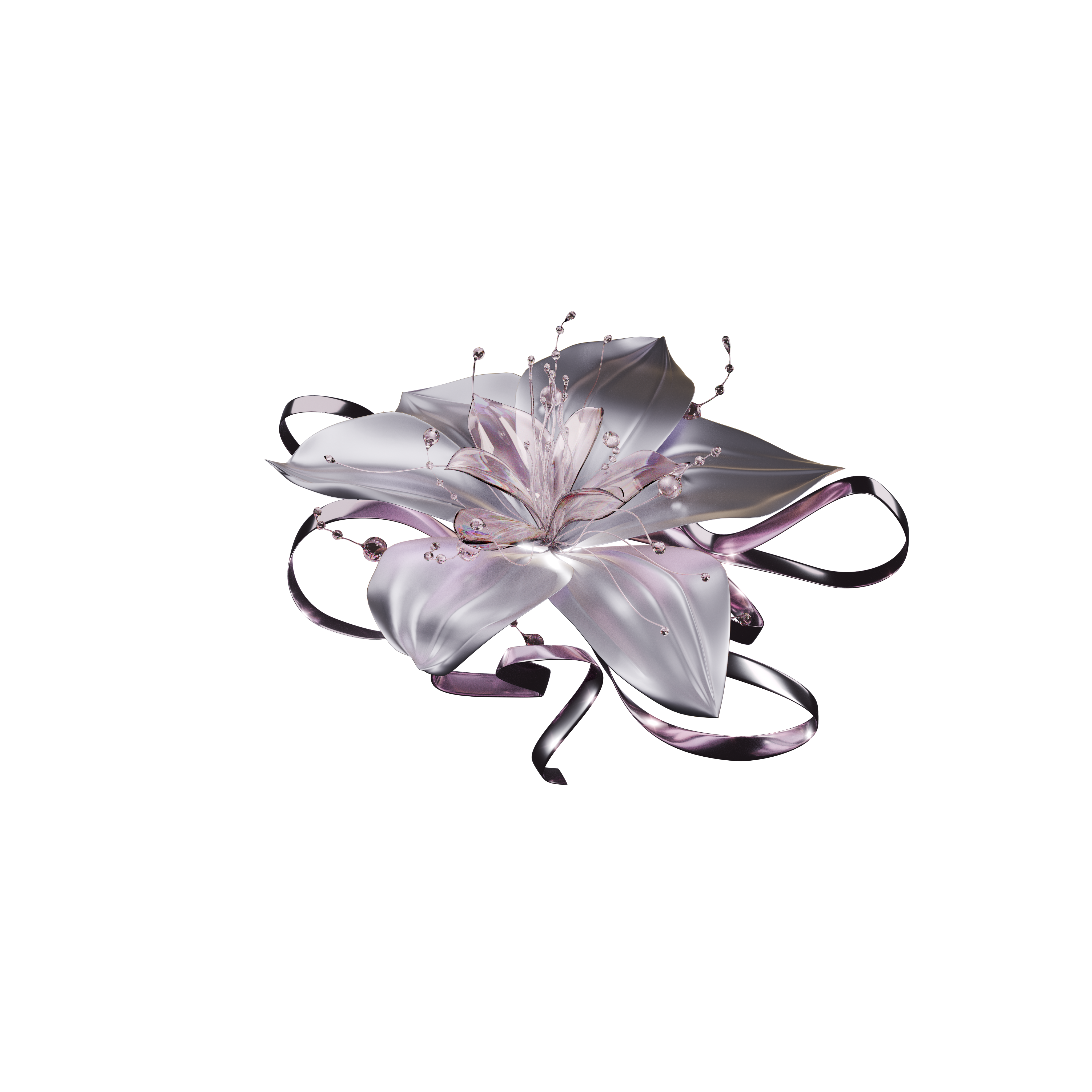 A sculptural flower with reflective petals